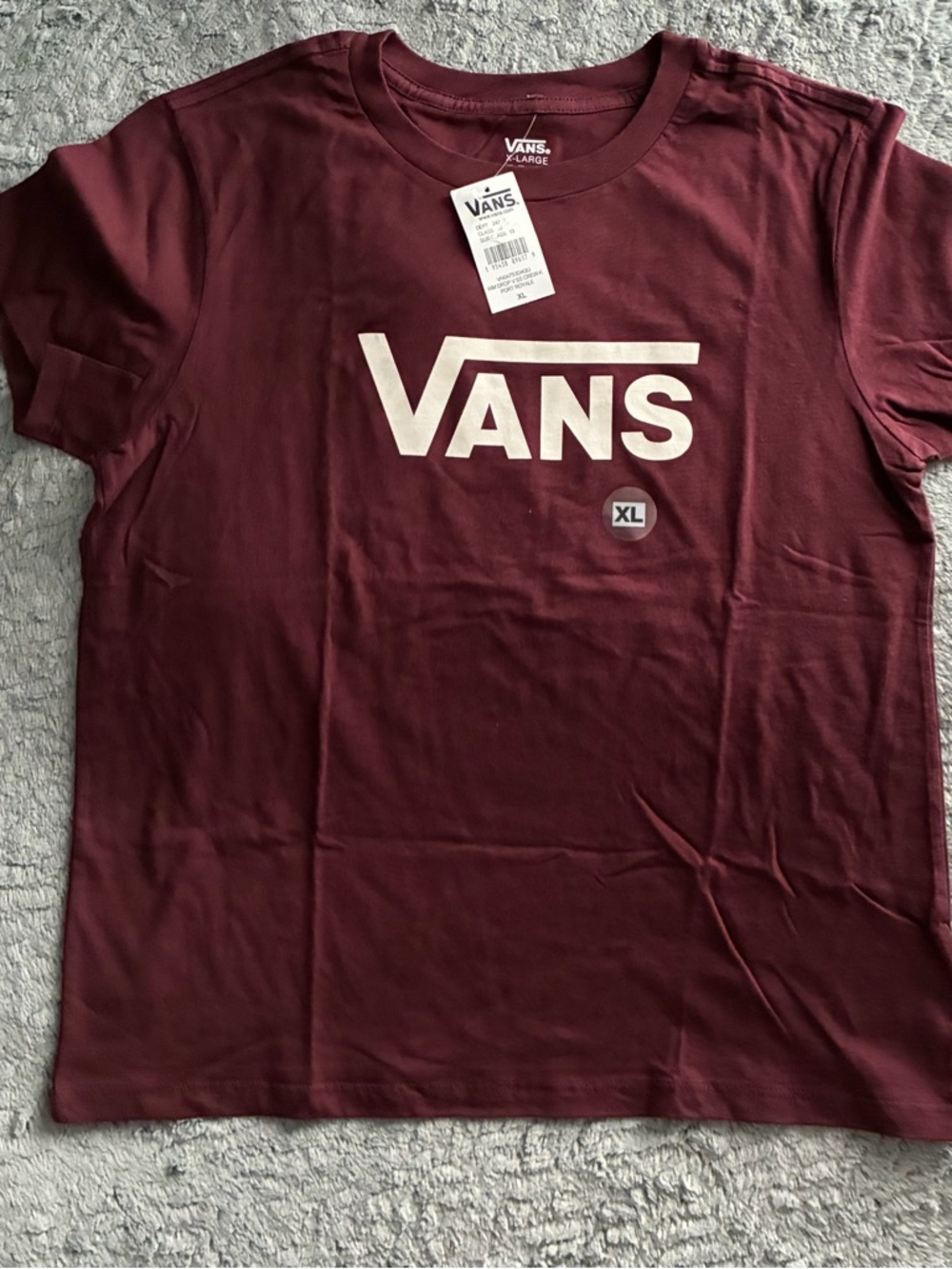 Vans Men's Logo Tee in Burgundy with White Print